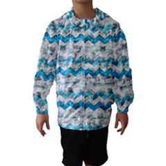 Baby Blue Chevron Grunge Hooded Wind Breaker (kids) by designworld65