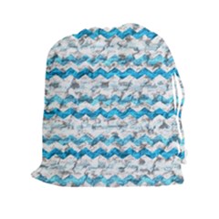 Baby Blue Chevron Grunge Drawstring Pouches (xxl)