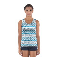 Baby Blue Chevron Grunge Sport Tank Top 