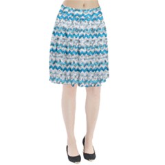 Baby Blue Chevron Grunge Pleated Skirt