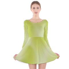 Green Soft Springtime Gradient Long Sleeve Velvet Skater Dress