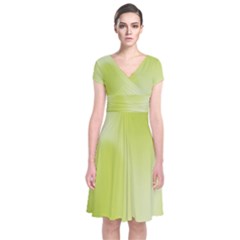 Green Soft Springtime Gradient Short Sleeve Front Wrap Dress by designworld65