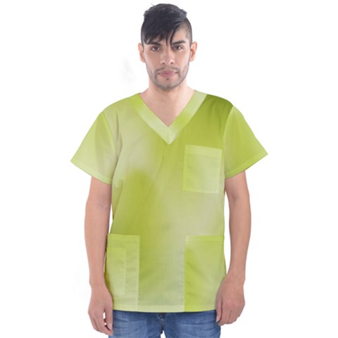 Green Soft Springtime Gradient Men s V-neck Scrub Top by designworld65