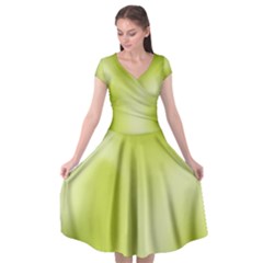 Green Soft Springtime Gradient Cap Sleeve Wrap Front Dress by designworld65