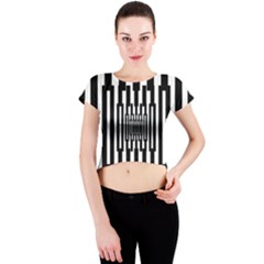 Black Stripes Endless Window Crew Neck Crop Top by designworld65