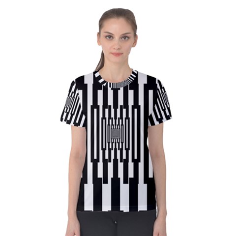 Black Stripes Endless Window Women s Cotton Tee by designworld65