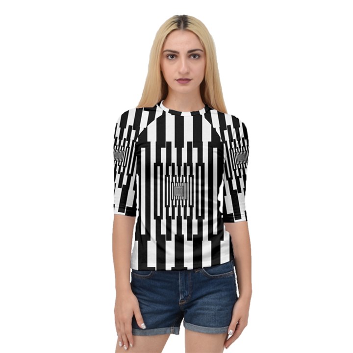 Black Stripes Endless Window Quarter Sleeve Raglan Tee