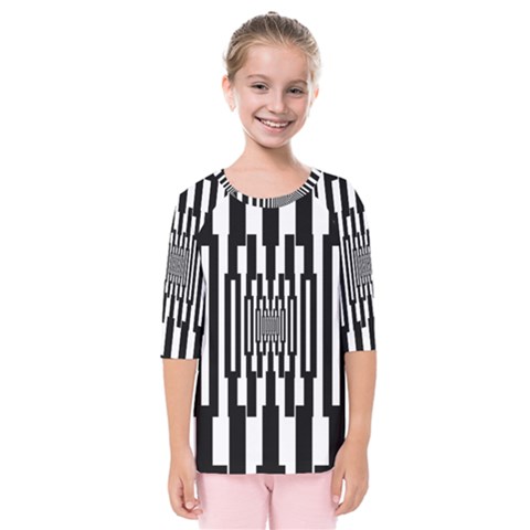 Black Stripes Endless Window Kids  Quarter Sleeve Raglan Tee by designworld65