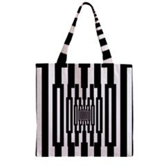 Black Stripes Endless Window Zipper Grocery Tote Bag