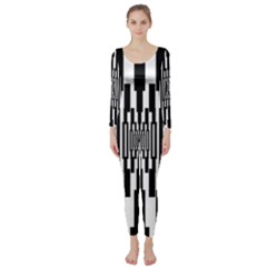 Black Stripes Endless Window Long Sleeve Catsuit