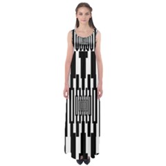 Black Stripes Endless Window Empire Waist Maxi Dress by designworld65