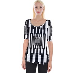 Black Stripes Endless Window Wide Neckline Tee