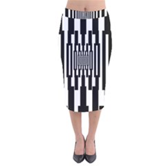 Black Stripes Endless Window Velvet Midi Pencil Skirt