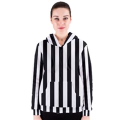 Black And White Stripes Women s Zipper Hoodie