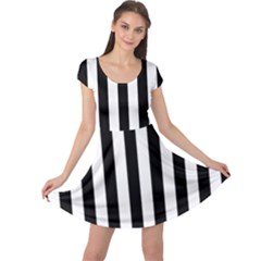 Black And White Stripes Cap Sleeve Dress by designworld65