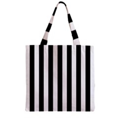 Black And White Stripes Zipper Grocery Tote Bag