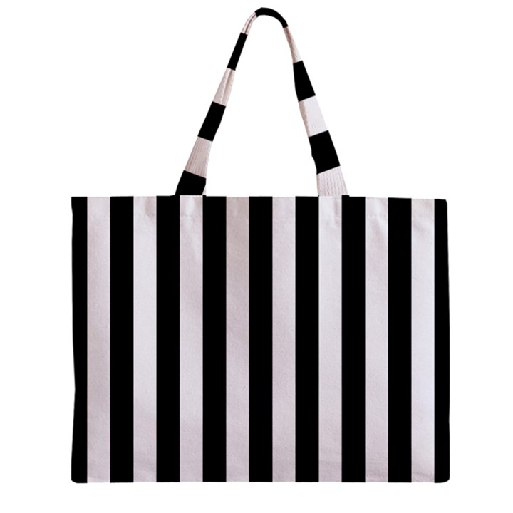 Black And White Stripes Zipper Mini Tote Bag