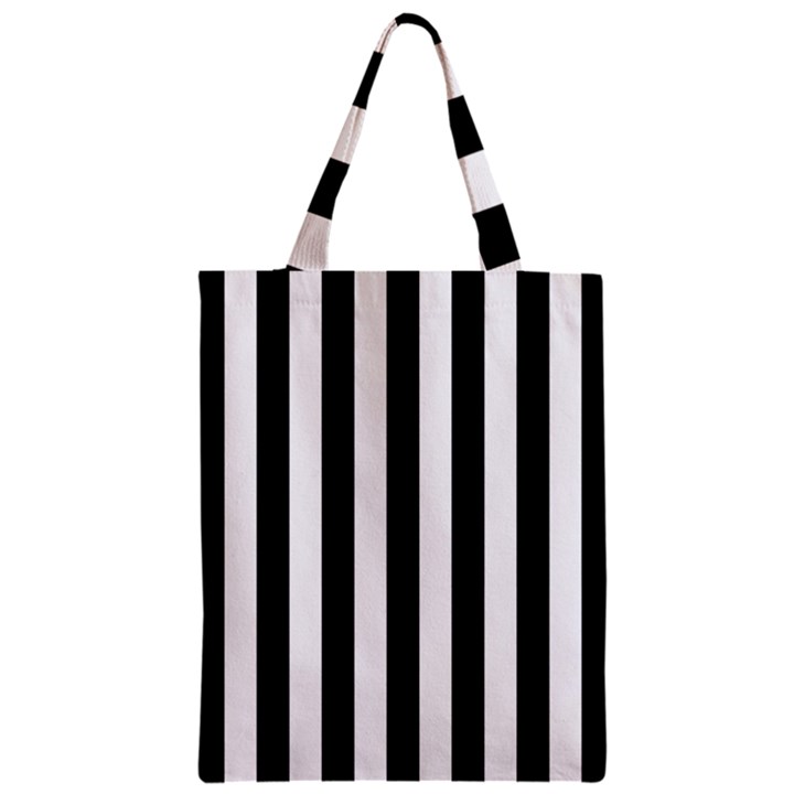 Black And White Stripes Zipper Classic Tote Bag