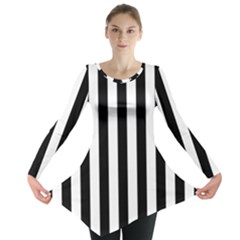 Black And White Stripes Long Sleeve Tunic 