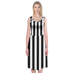 Black And White Stripes Midi Sleeveless Dress by designworld65