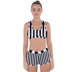 Black And White Stripes Racerback Boyleg Bikini Set