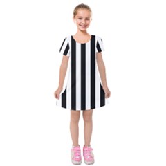 Black And White Stripes Kids  Short Sleeve Velvet Dress