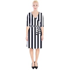 Black And White Stripes Wrap Up Cocktail Dress by designworld65