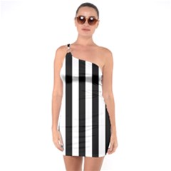 Black And White Stripes One Soulder Bodycon Dress