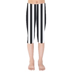 Black And White Stripes Kids  Capri Leggings 