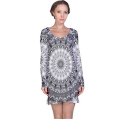 Feeling Softly Black White Mandala Long Sleeve Nightdress by designworld65