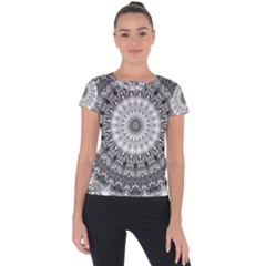 Feeling Softly Black White Mandala Short Sleeve Sports Top 