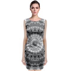 Feeling Softly Black White Mandala Sleeveless Velvet Midi Dress by designworld65