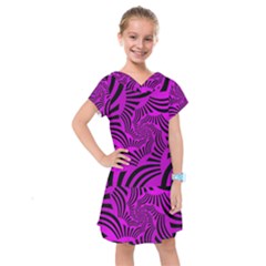 Black Spral Stripes Pink Kids  Drop Waist Dress