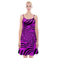 Black Spral Stripes Pink Spaghetti Strap Velvet Dress by designworld65