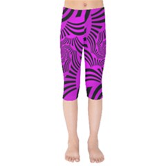 Black Spral Stripes Pink Kids  Capri Leggings 