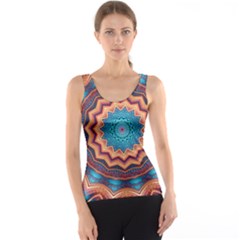 Blue Feather Mandala Tank Top by designworld65