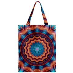 Blue Feather Mandala Zipper Classic Tote Bag by designworld65