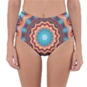 Blue Feather Mandala Reversible High-Waist Bikini Bottoms View1