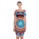 Blue Feather Mandala Classic Short Sleeve Midi Dress View1