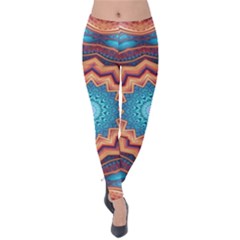 Blue Feather Mandala Velvet Leggings by designworld65