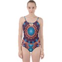 Blue Feather Mandala Cut Out Top Tankini Set View1