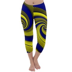 Blue Gold Dragon Spiral Capri Winter Leggings 