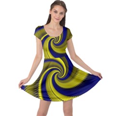 Blue Gold Dragon Spiral Cap Sleeve Dress by designworld65