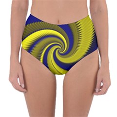 Blue Gold Dragon Spiral Reversible High-waist Bikini Bottoms