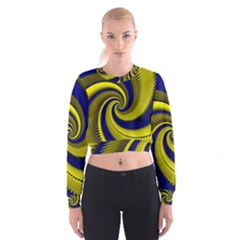 Blue Gold Dragon Spiral Cropped Sweatshirt