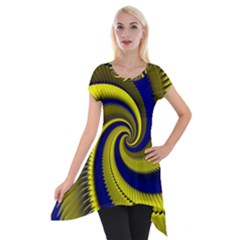 Blue Gold Dragon Spiral Short Sleeve Side Drop Tunic by designworld65