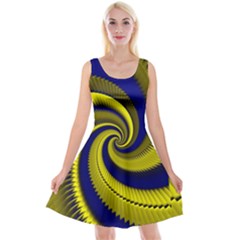 Blue Gold Dragon Spiral Reversible Velvet Sleeveless Dress