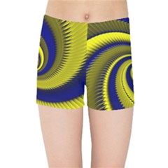 Blue Gold Dragon Spiral Kids Sports Shorts by designworld65