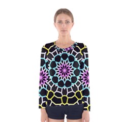 Colored Window Mandala Women s Long Sleeve Tee