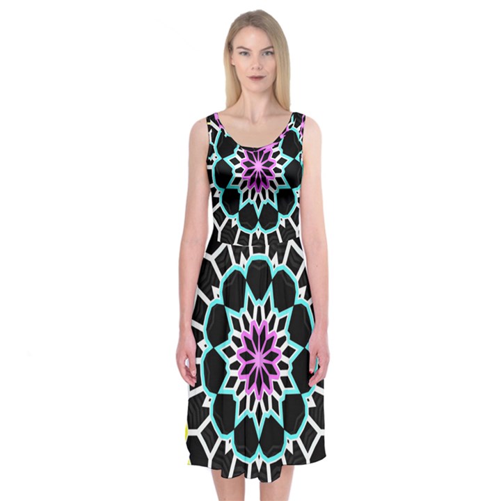 Colored Window Mandala Midi Sleeveless Dress